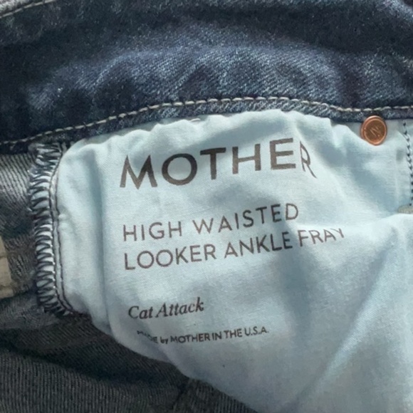 MOTHER The High Waisted Looker Ankle Fray Denim Jeans In Cat Attack 26 - Picture 5 of 12